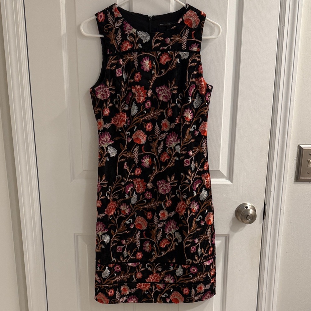 White House Black Market Black Floral Cocktail Dress